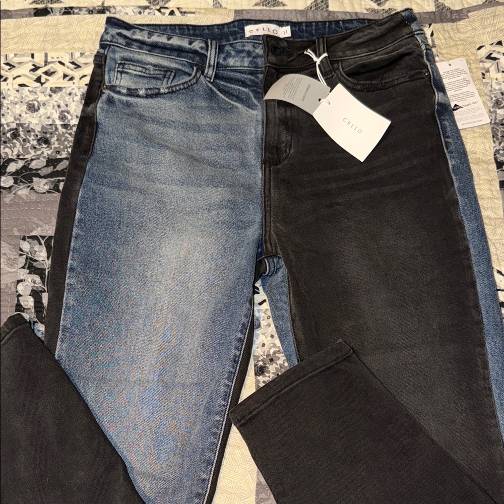 Cello Women's Two-Tone Skinny Jeans - Blue & Black